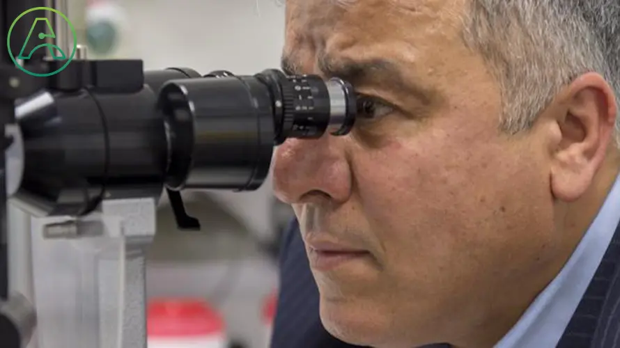 Man having his eyes examined.