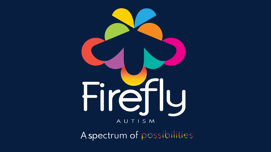 Text logo with graphic of a stylized firefly