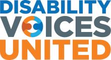 Colored text Disability Voices United Logo