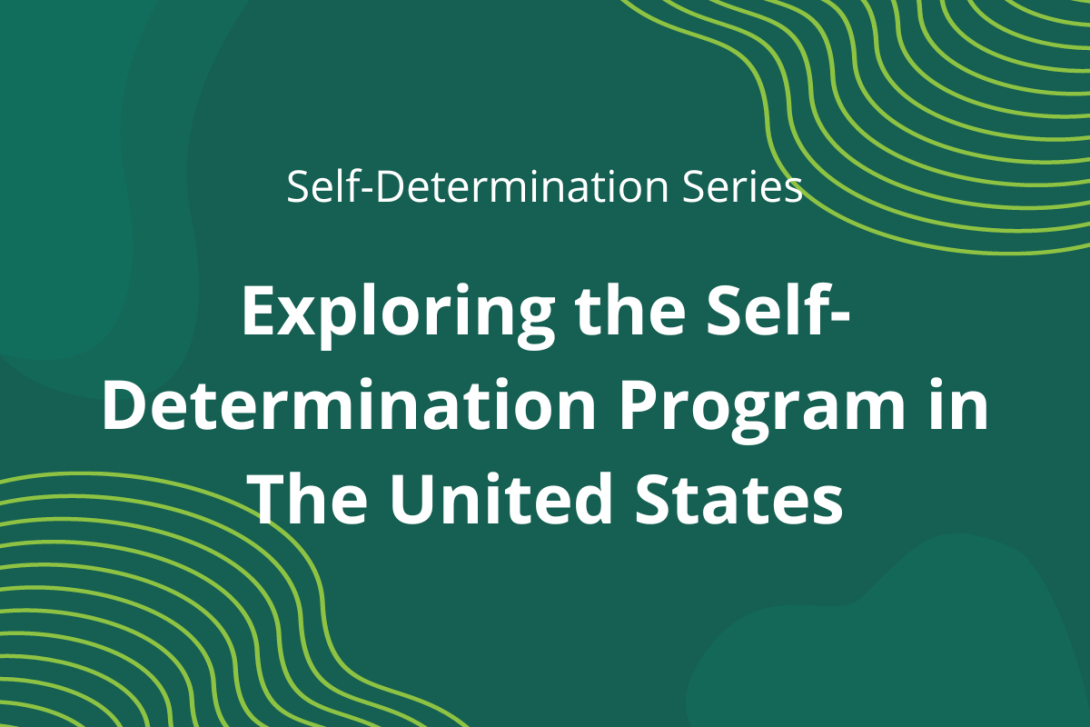 graphic showing the title of the article: "Exploring the Self-Determination Program in The United States" on a green background